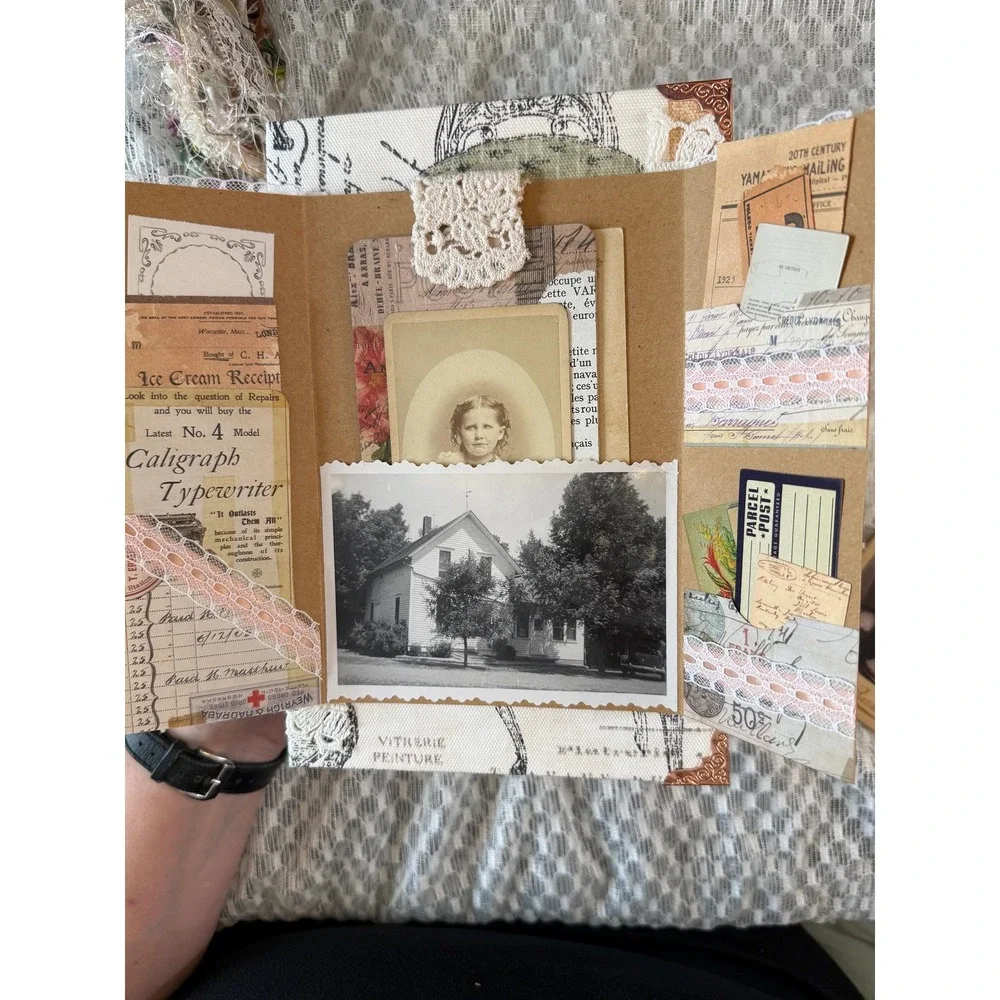 Vintage Cabinet Card Front & Applique Junk Journal